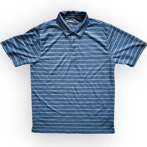 Pebble Beach Dry-Luxe Performance Striped Blue Short Sleeve Polo Men Sz M